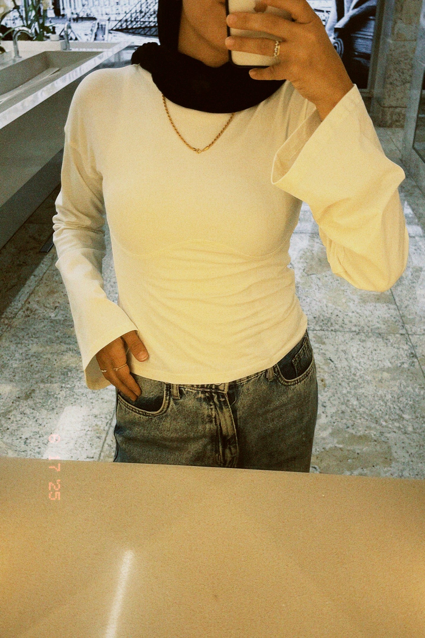 Lined Cotton T-Shirt: Off-White