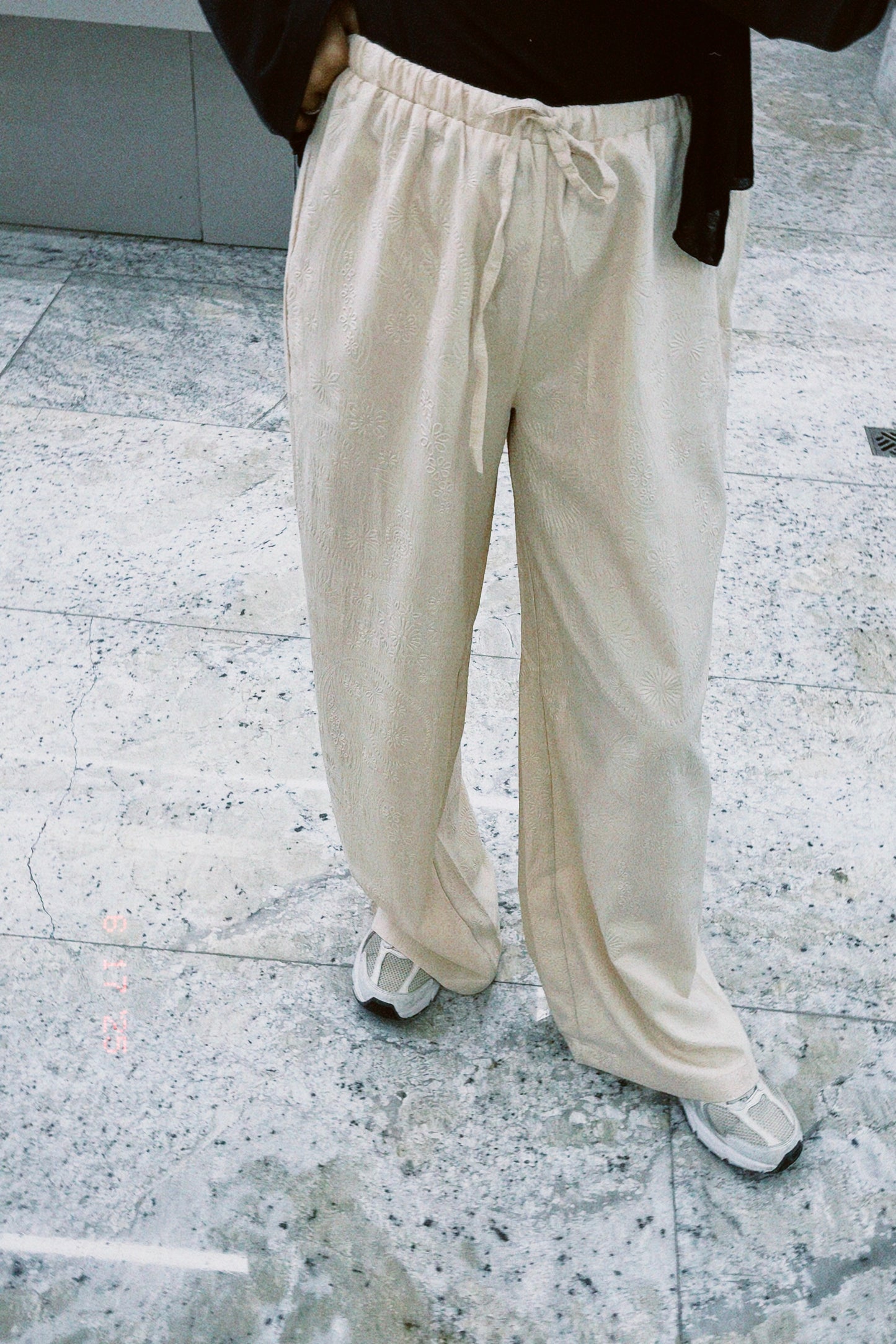 Flowered Pants in Beige