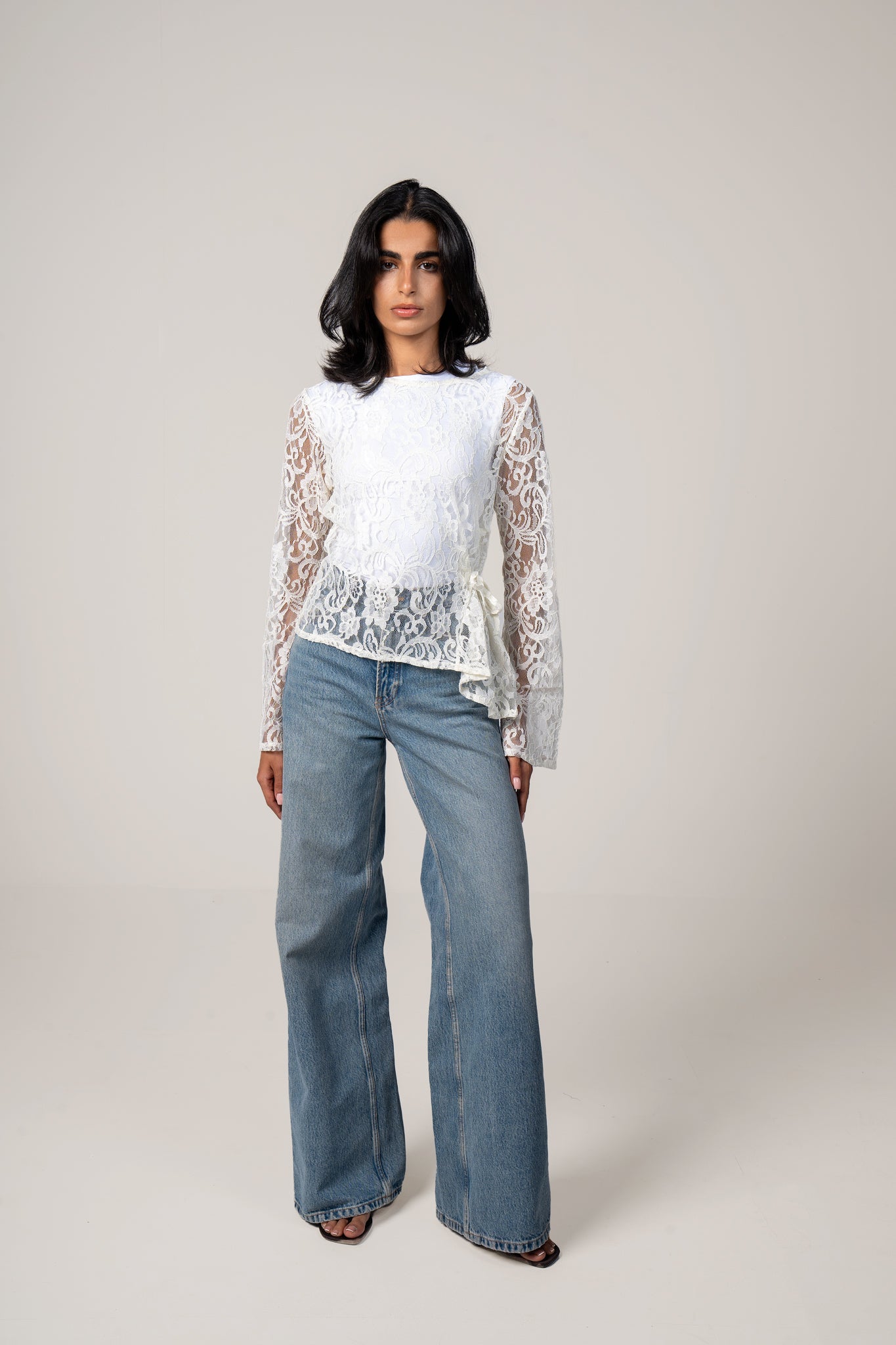 Lace Adjustable Top in Off White