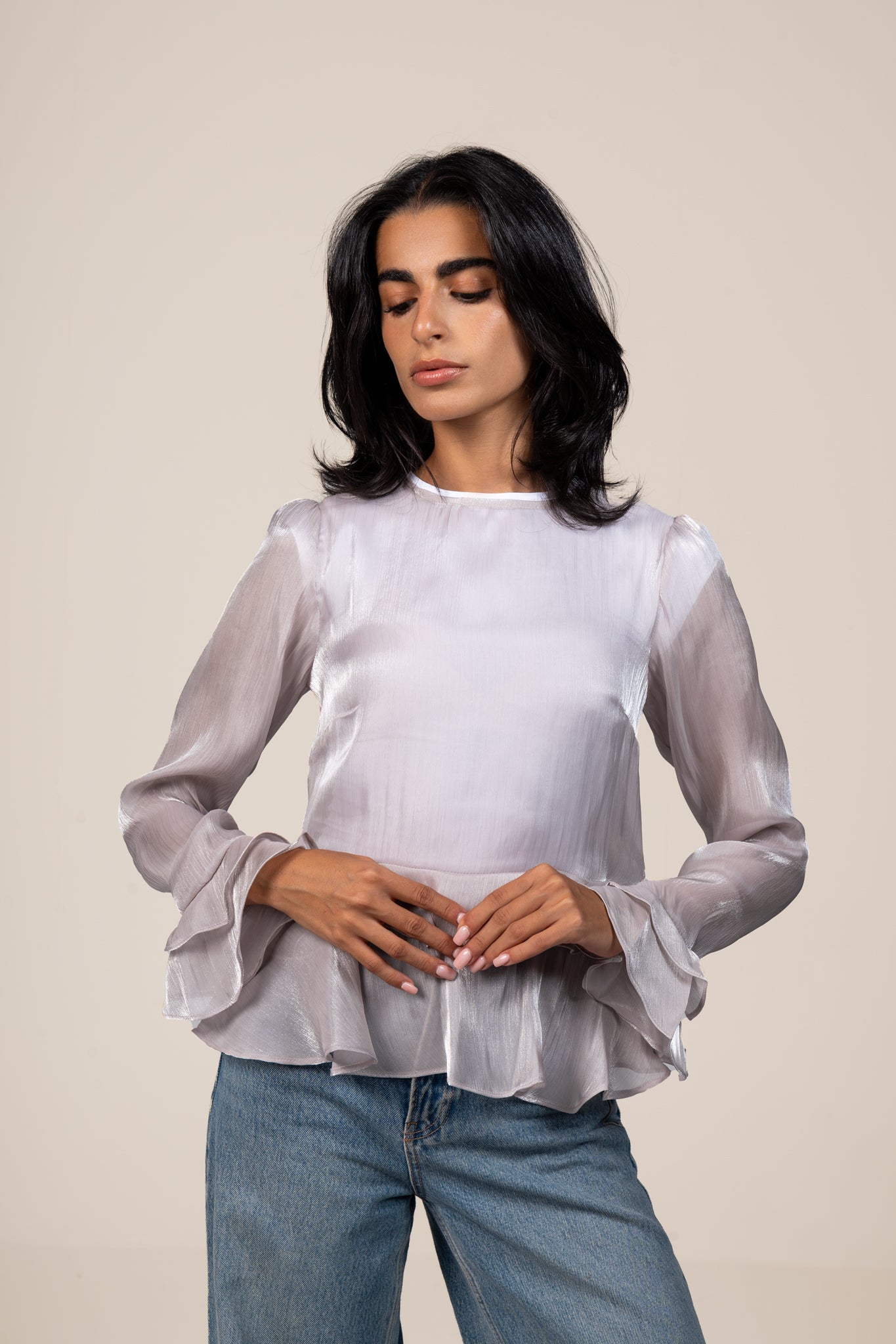 Ruffles Top in Nude