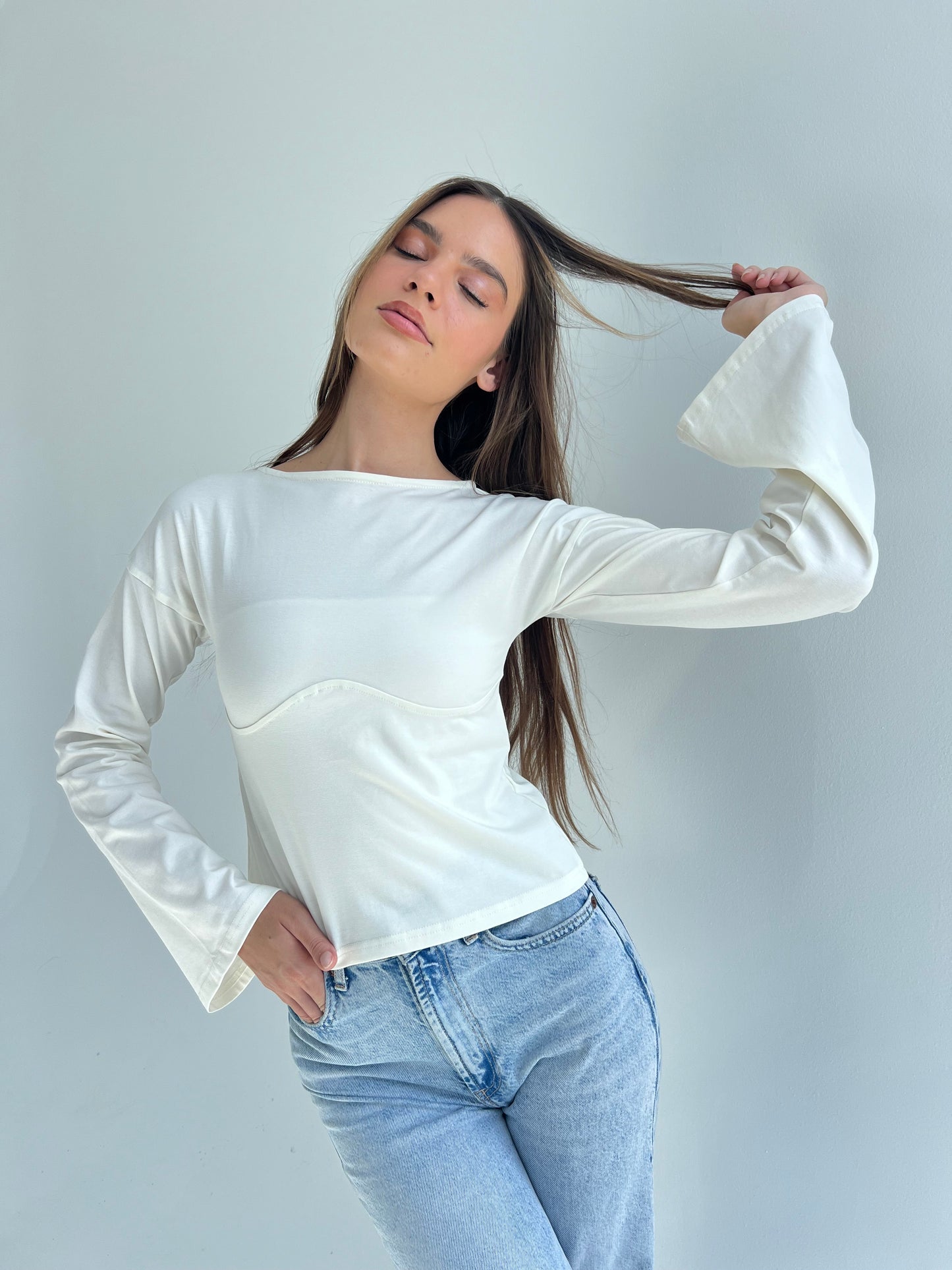 Lined Cotton T-Shirt: Off-White