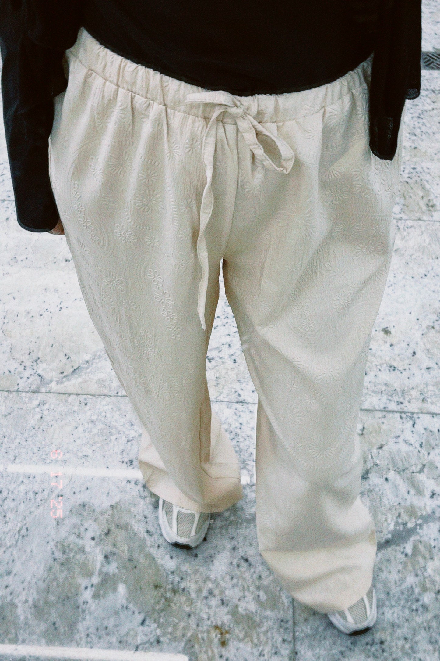 Flowered Pants in Beige
