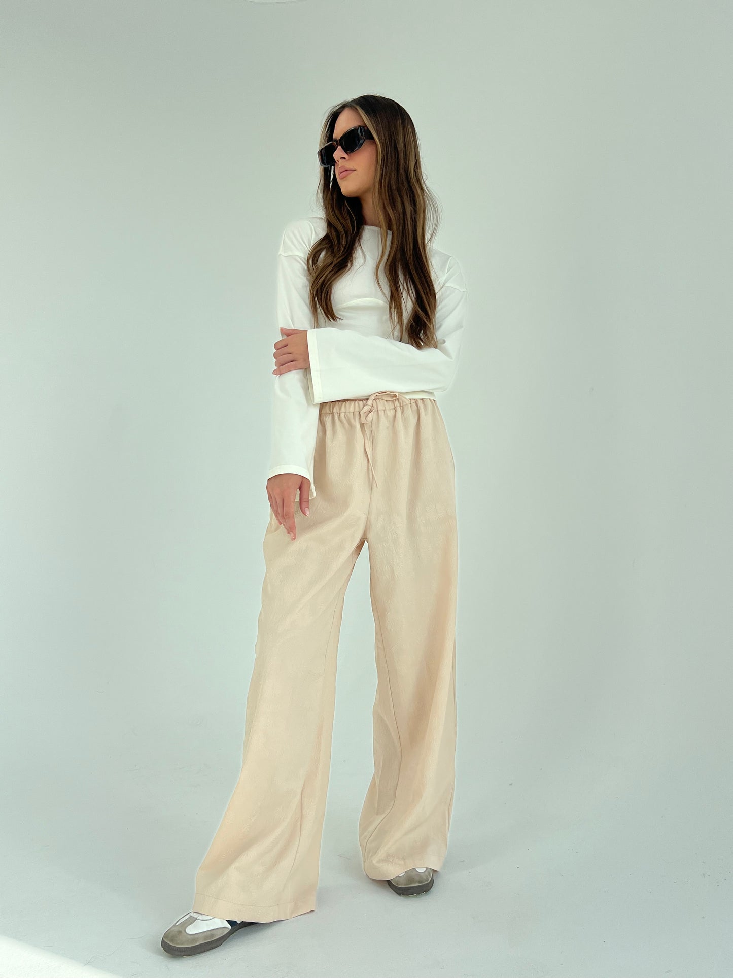 Flowered Pants in Beige