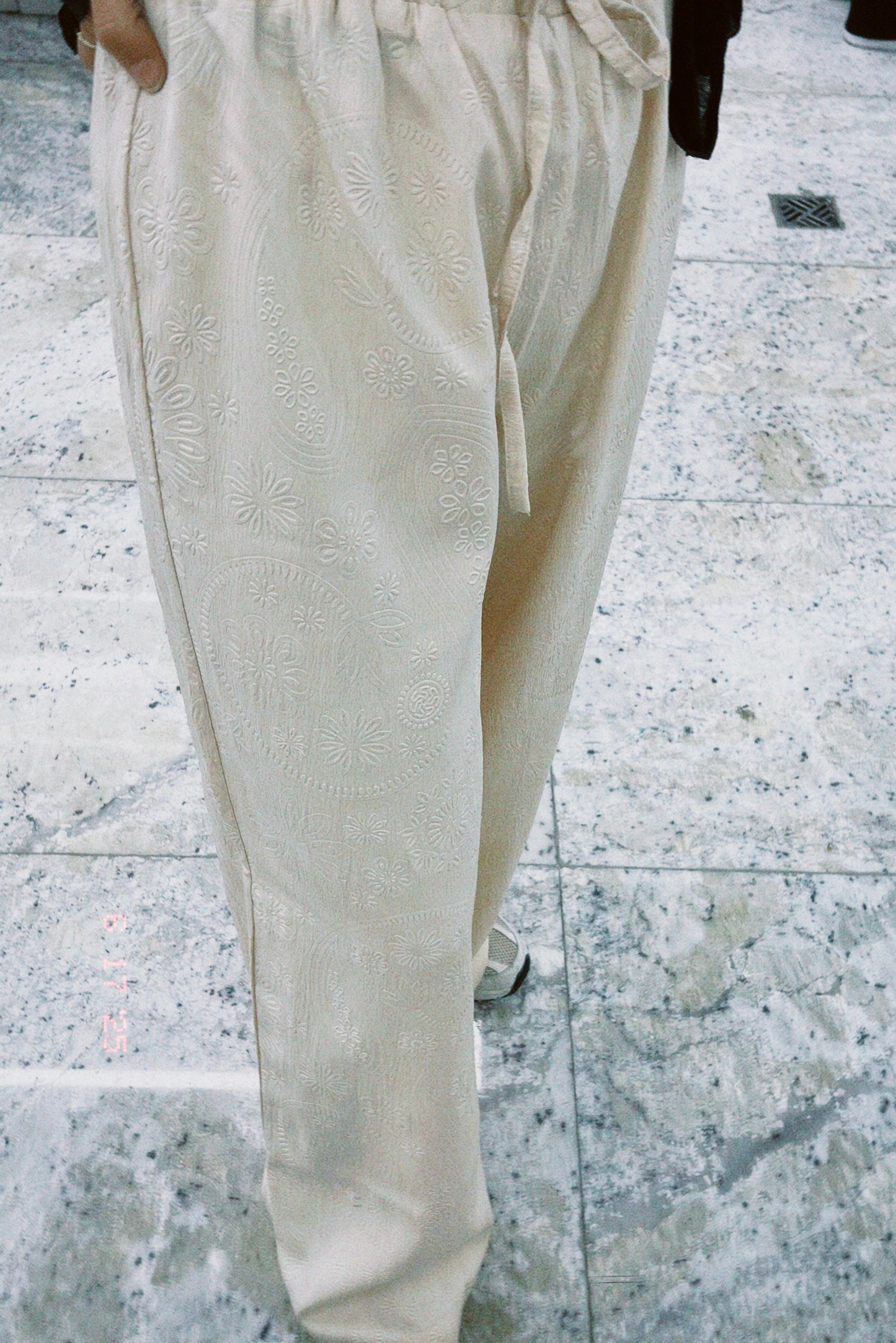 Flowered Pants in Beige