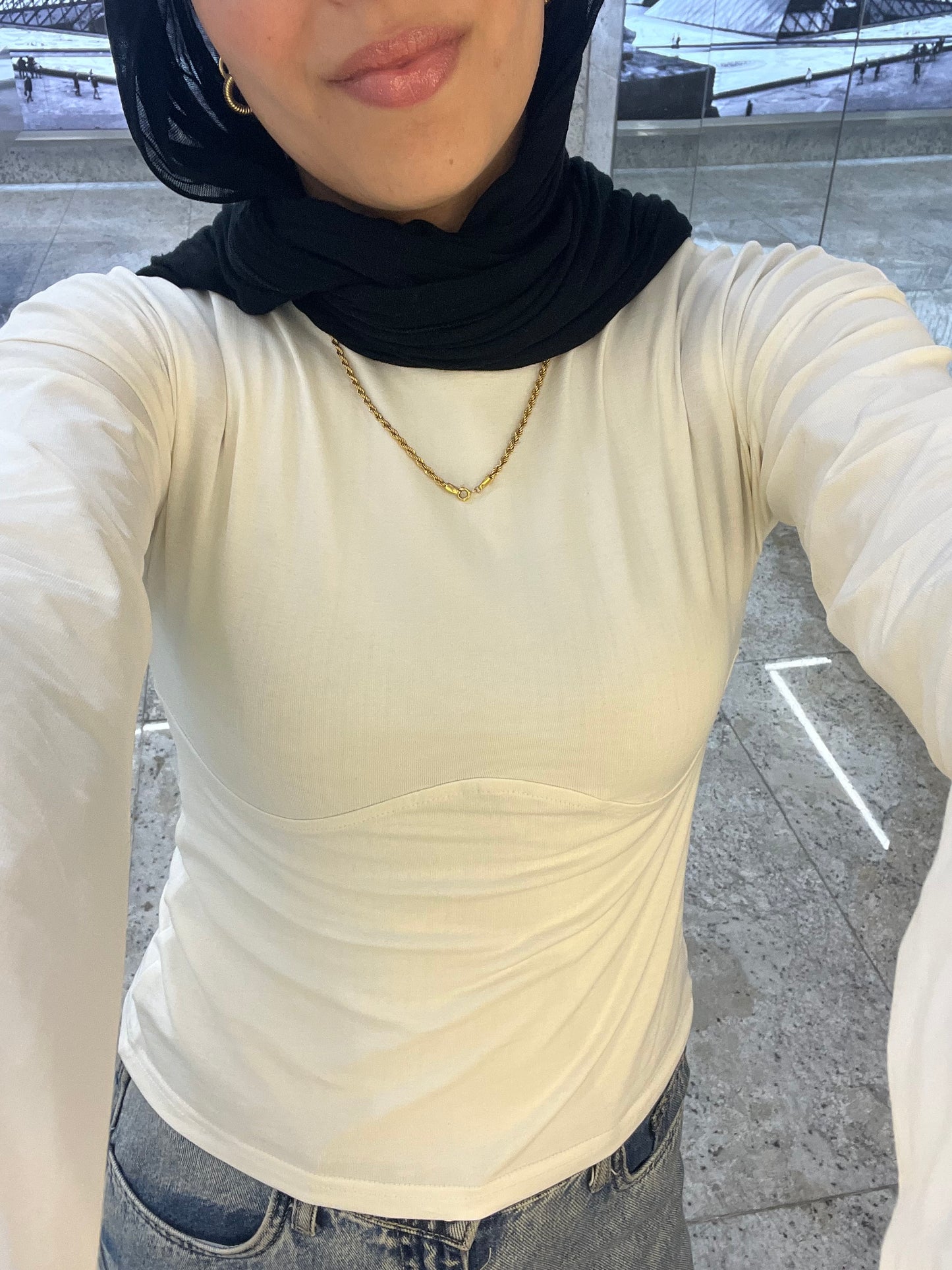 Lined Cotton T-Shirt: Off-White