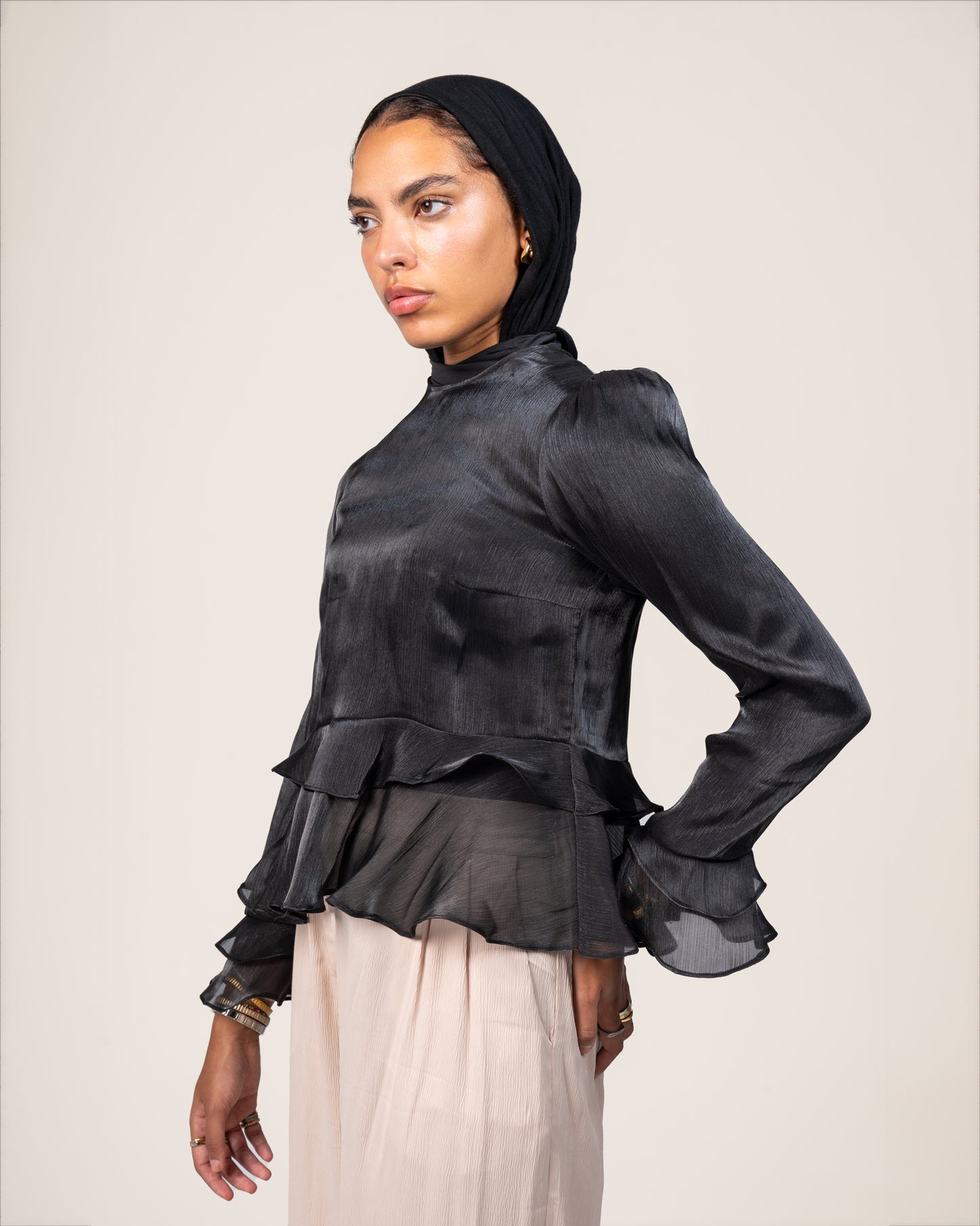Ruffles Top in Black