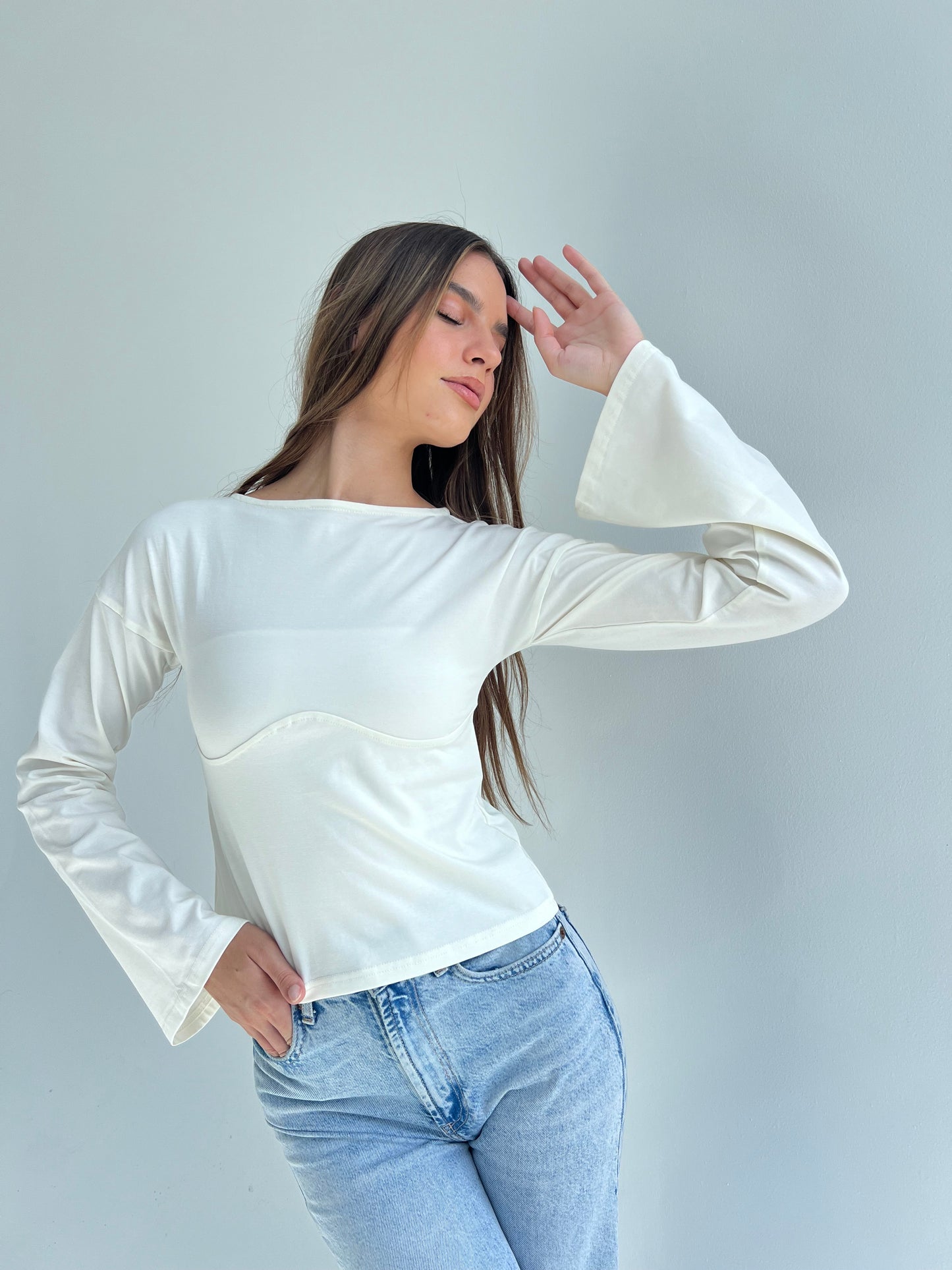 Lined Cotton T-Shirt: Off-White