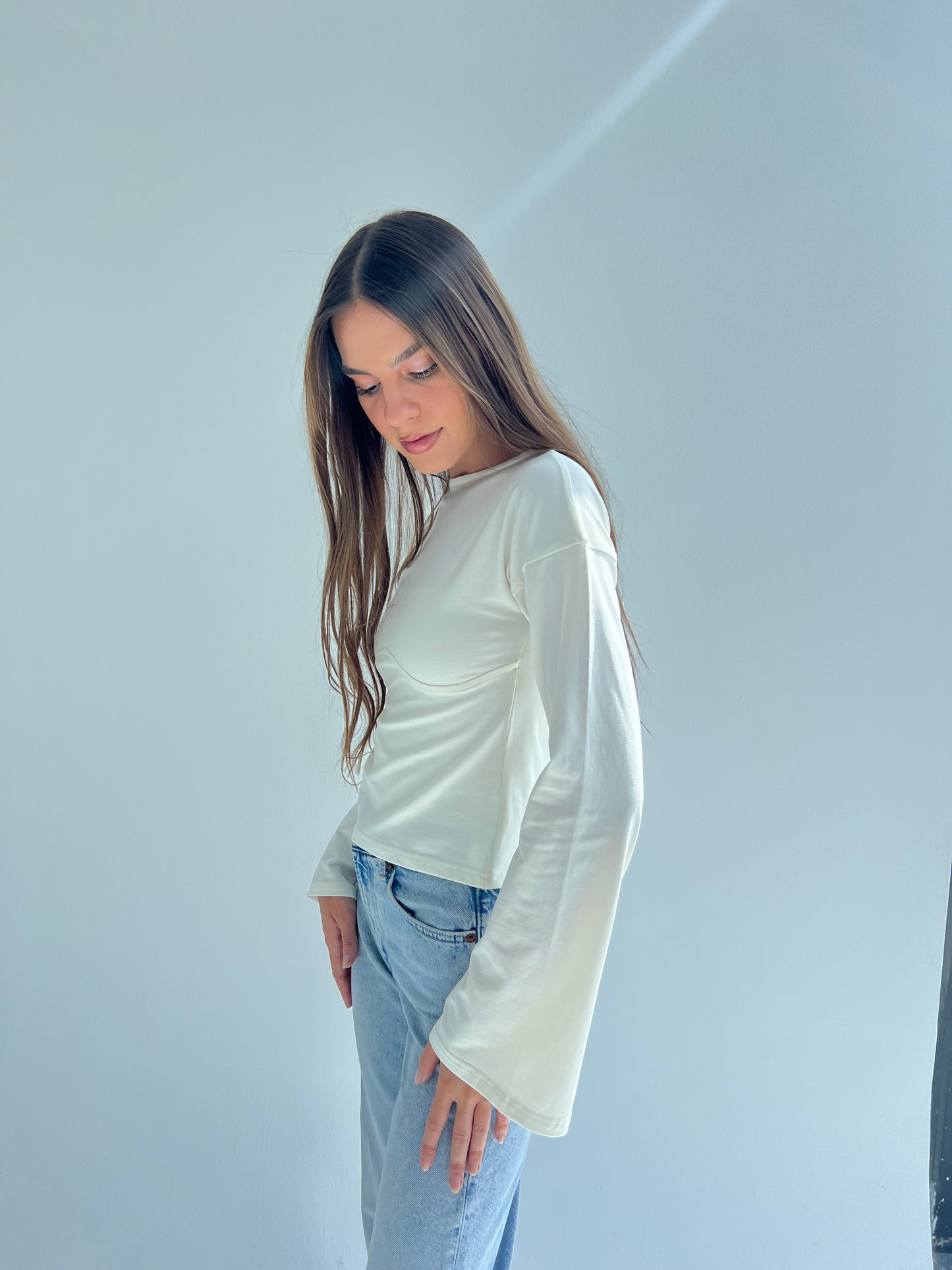 Lined Cotton T-Shirt: Off-White