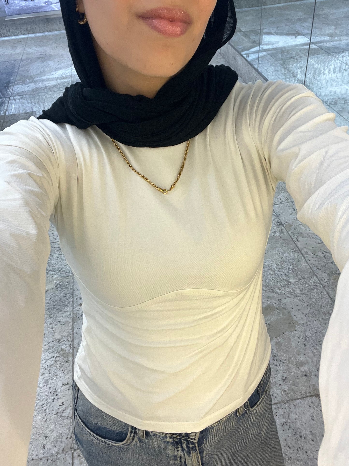 Lined Cotton T-Shirt: Off-White