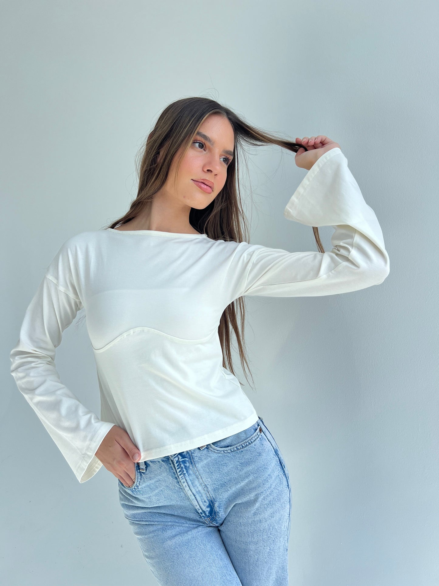 Lined Cotton T-Shirt: Off-White