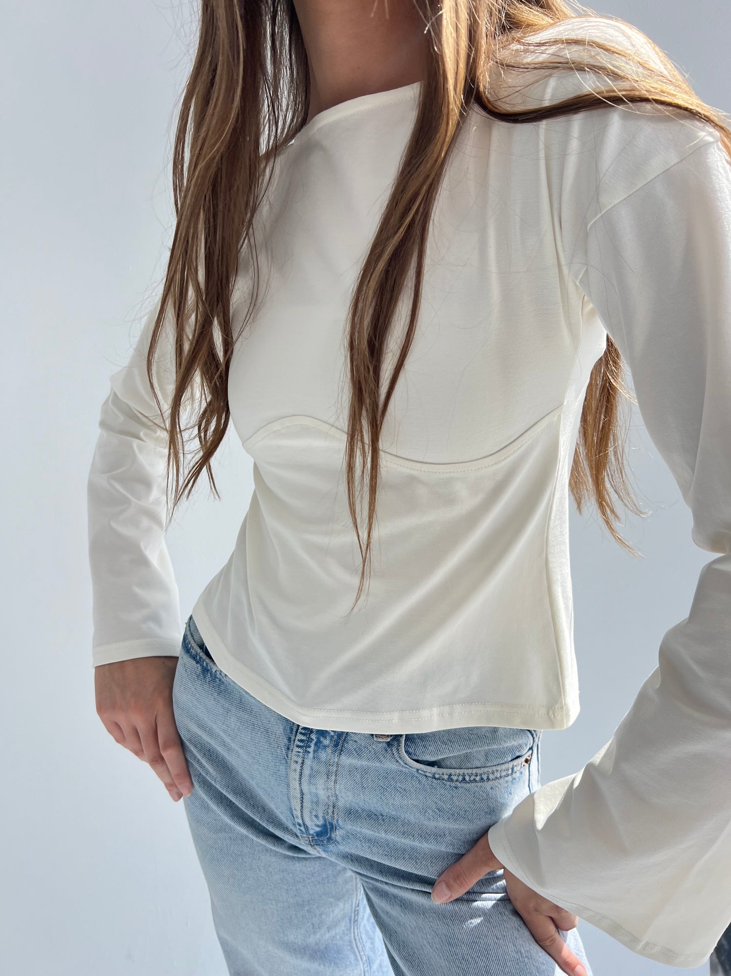 Lined Cotton T-Shirt: Off-White