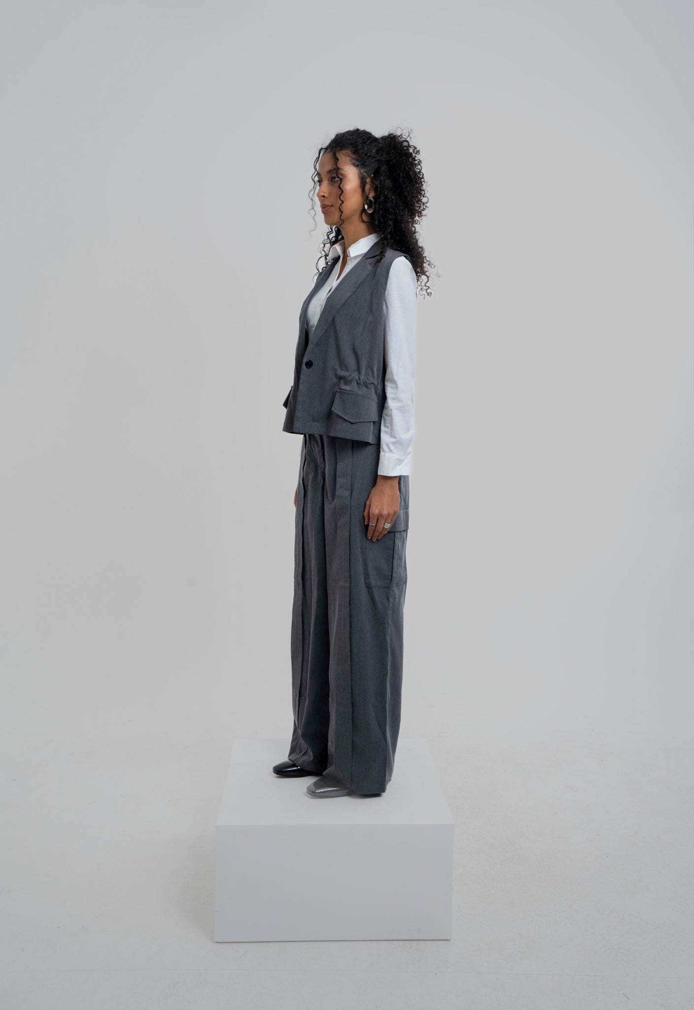 Woman in Grey // Wool Cargo-Work Pants