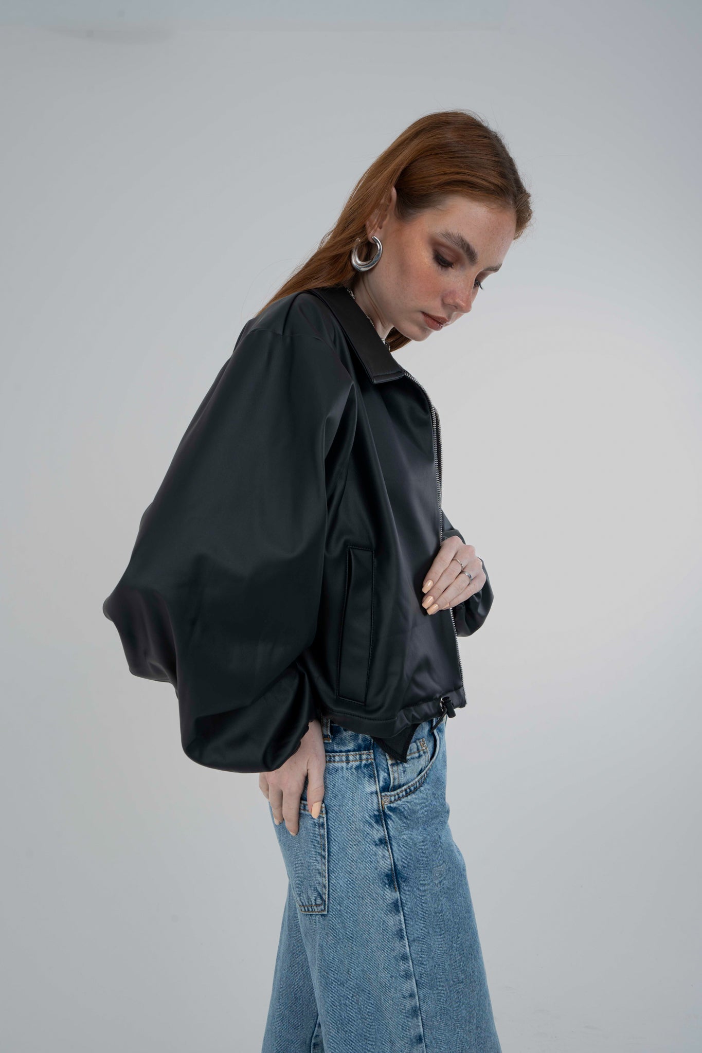 Black Leather Collared Jacket