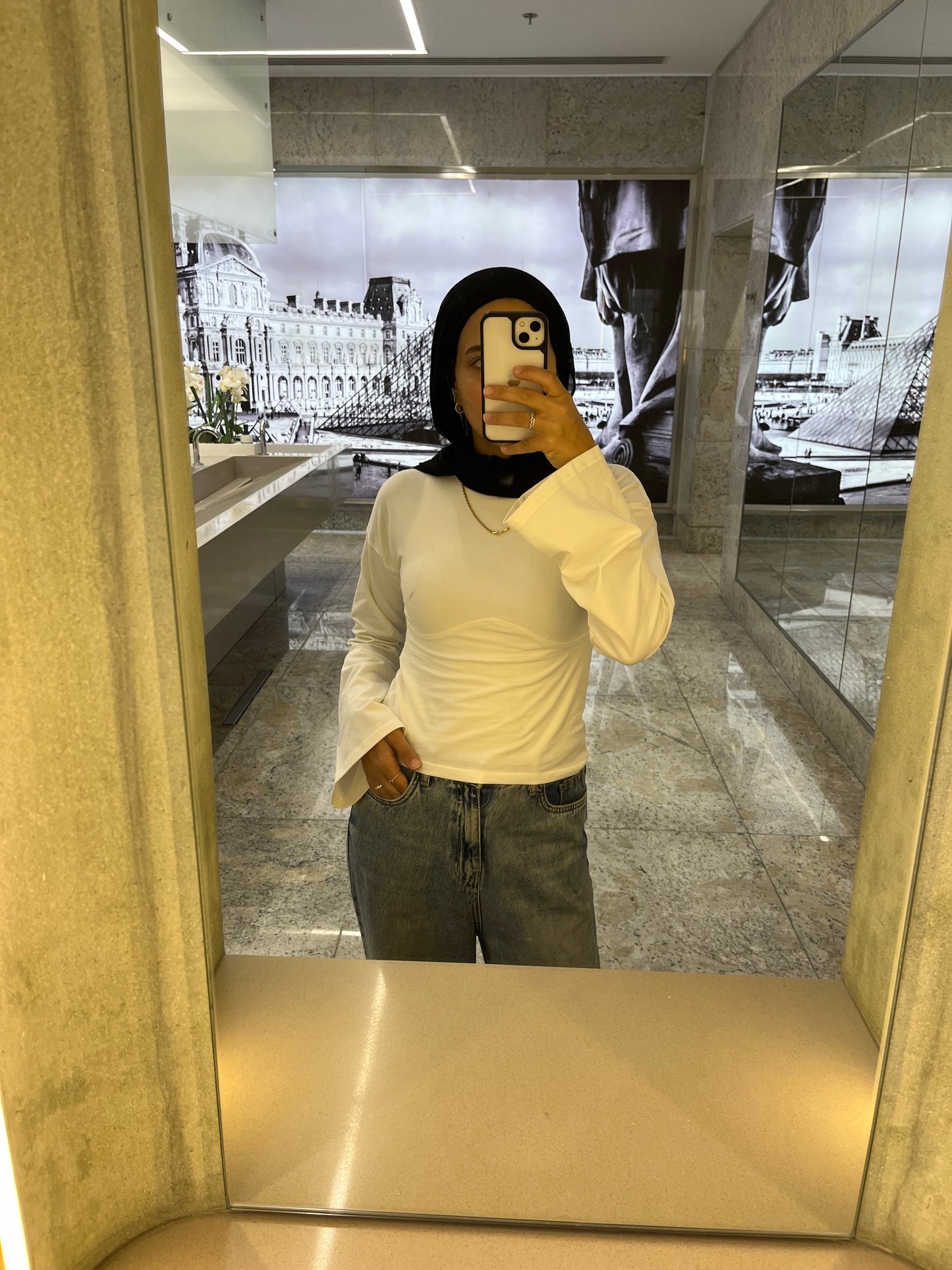 Lined Cotton T-Shirt: Off-White