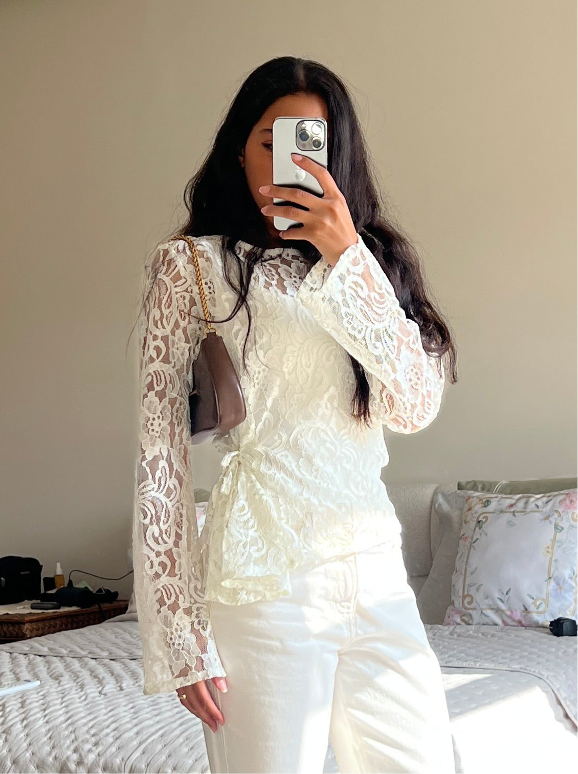 Lace Adjustable Top in Off White