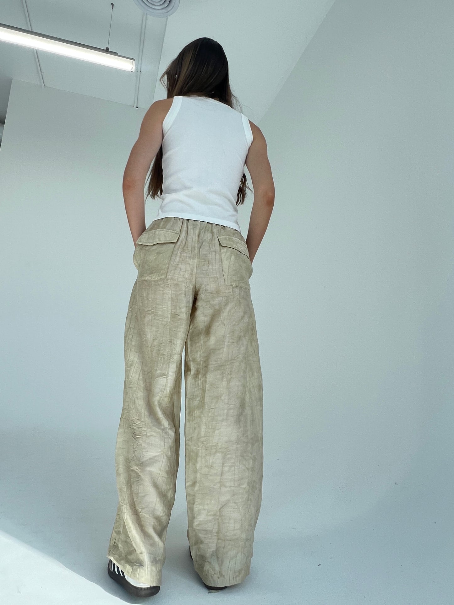 Embossed Beige Pants