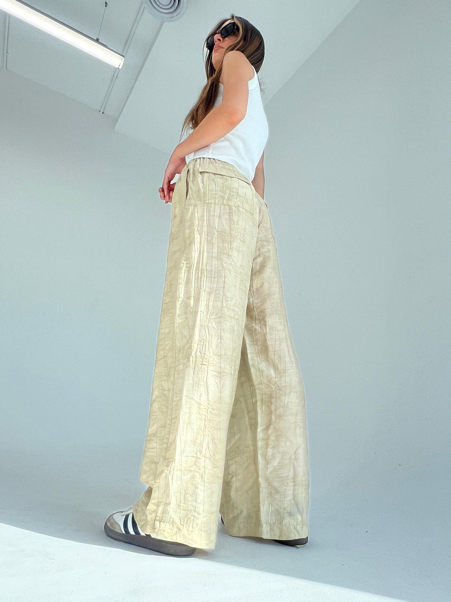 Embossed Beige Pants
