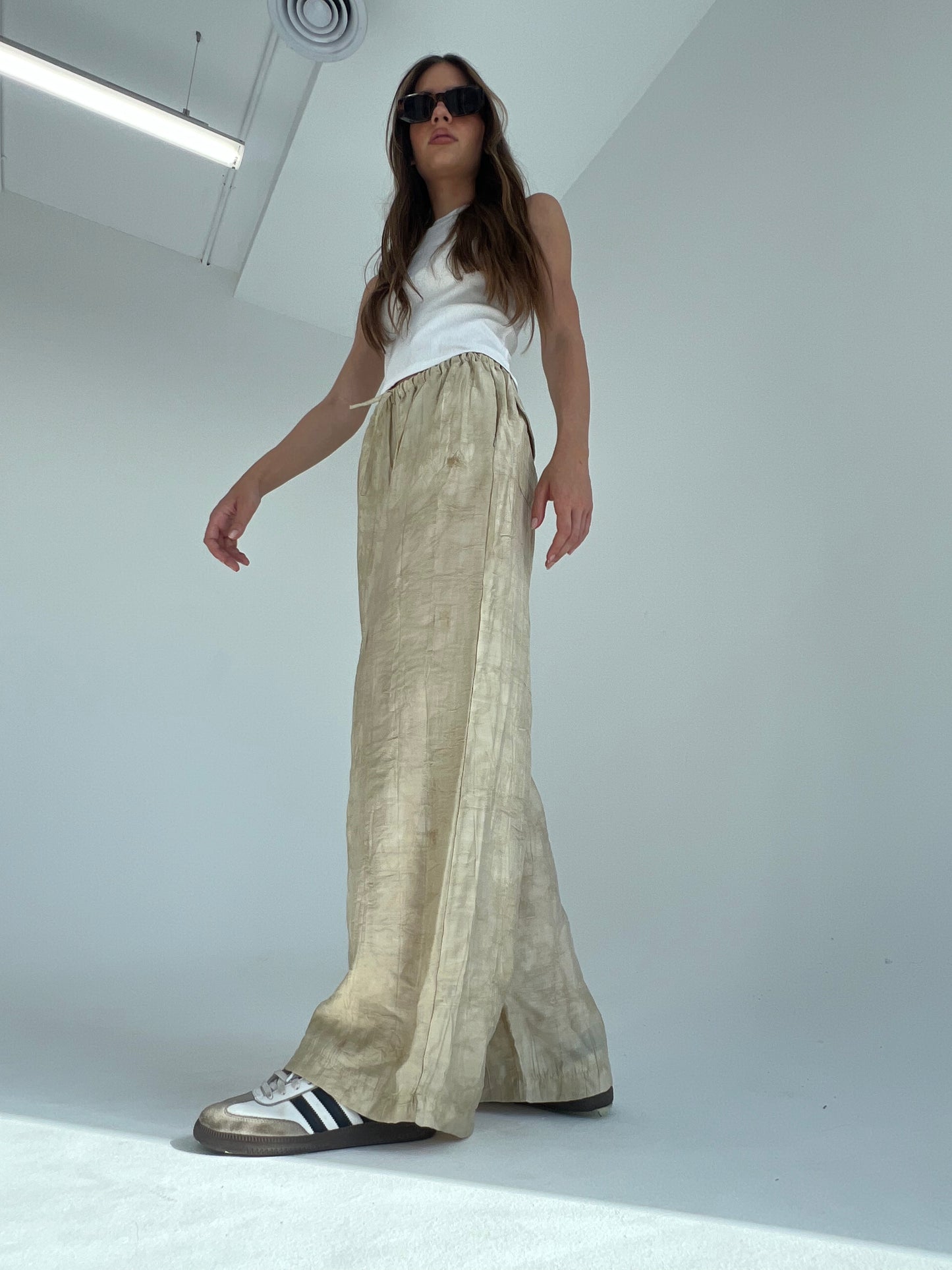 Embossed Beige Pants