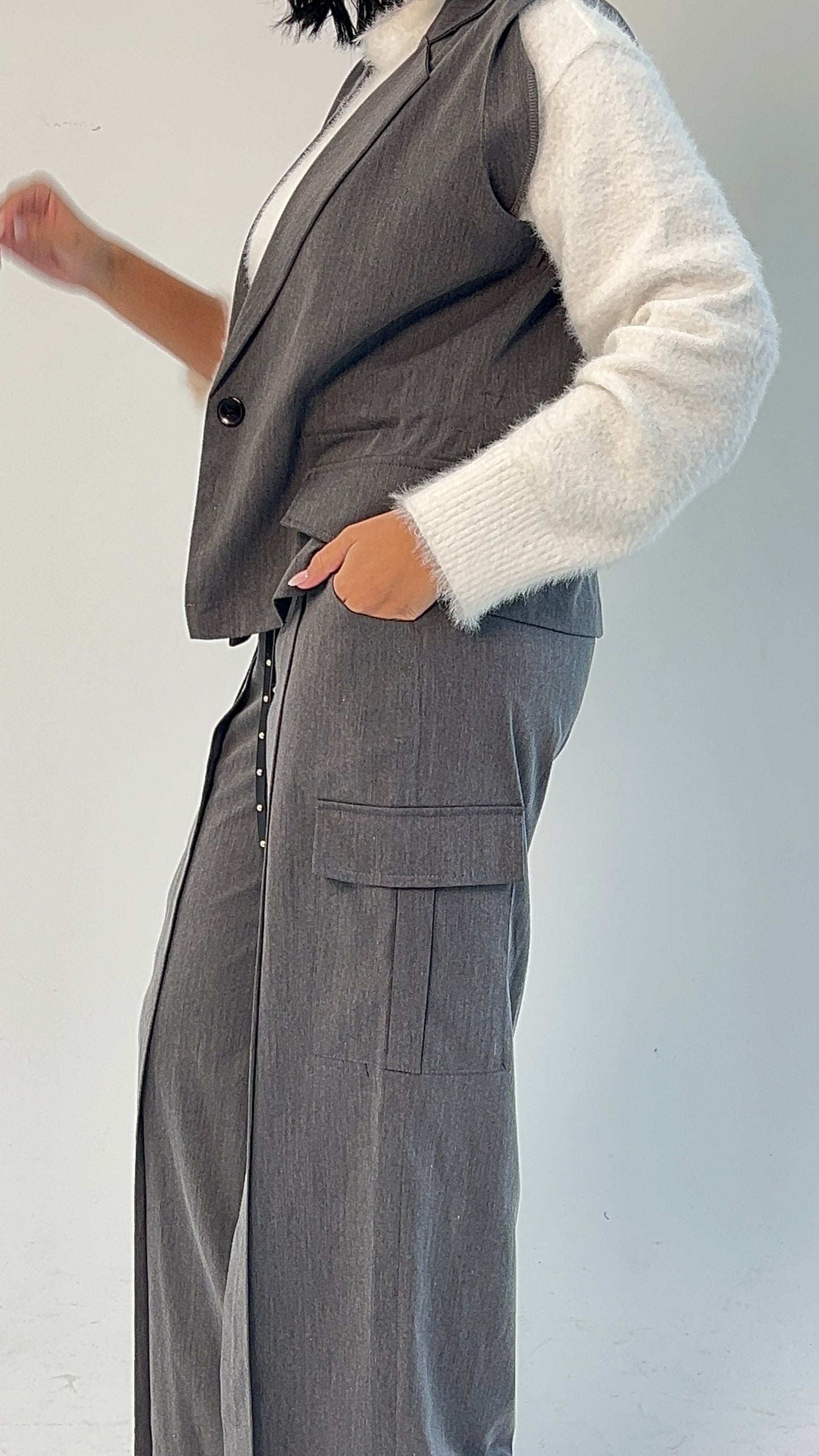 Woman in Grey // Wool Cargo-Work Pants