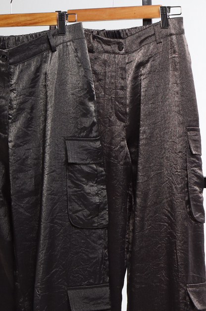 Cargo Pants in Black with Metallic Shimmer