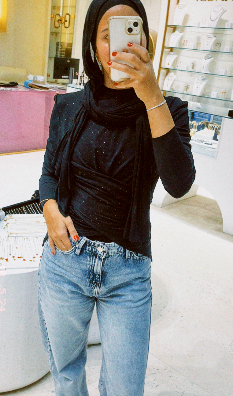 The Studded Wrap Cotton T-shirt: Black