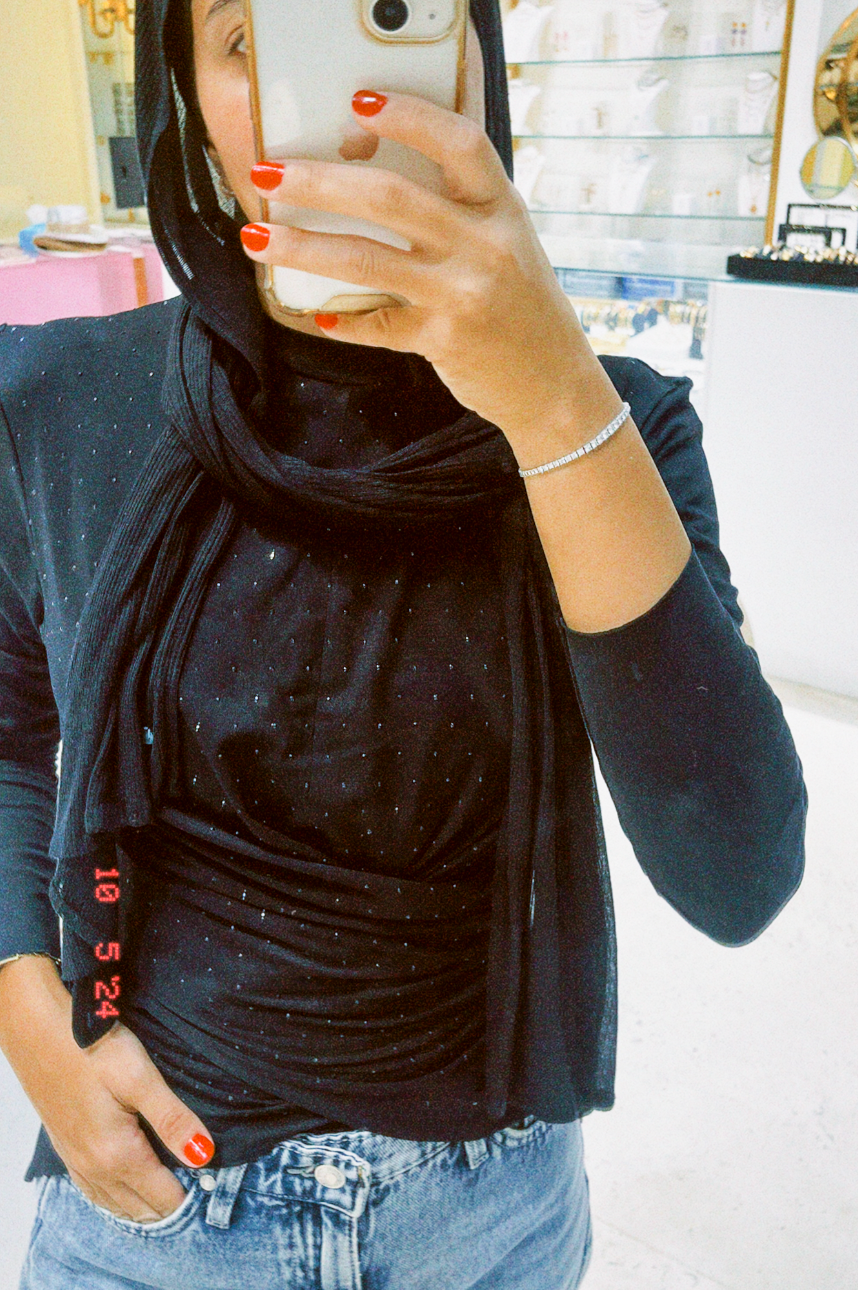 The Studded Wrap Cotton T-shirt: Black