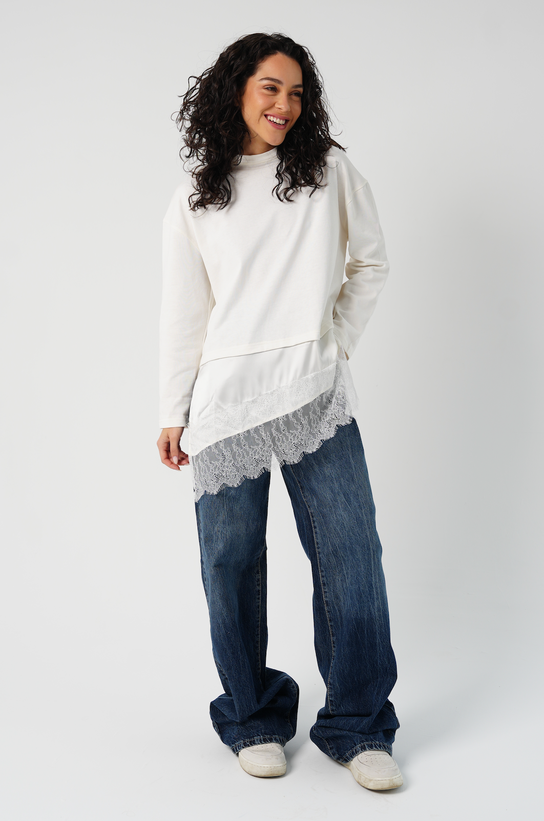 T-Shirt with Satin & Lace