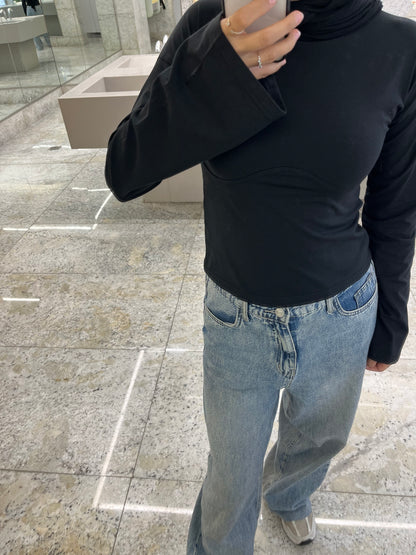 Lined Cotton T-Shirt: Black