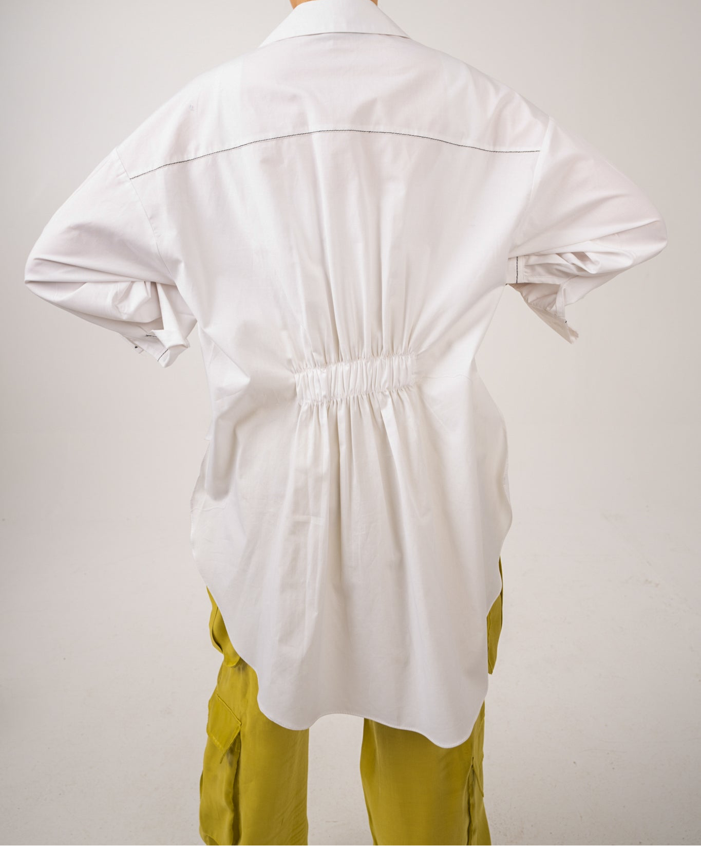White Poplin Shirt with Elasticated Back