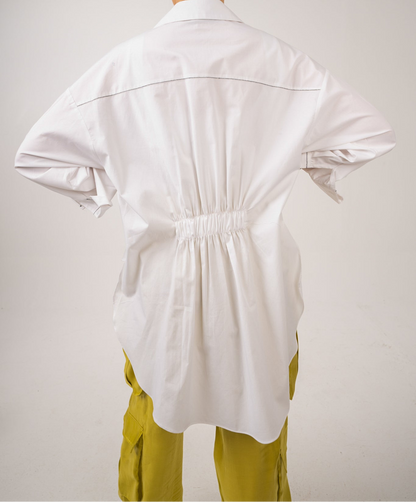 White Poplin Shirt with Elasticated Back
