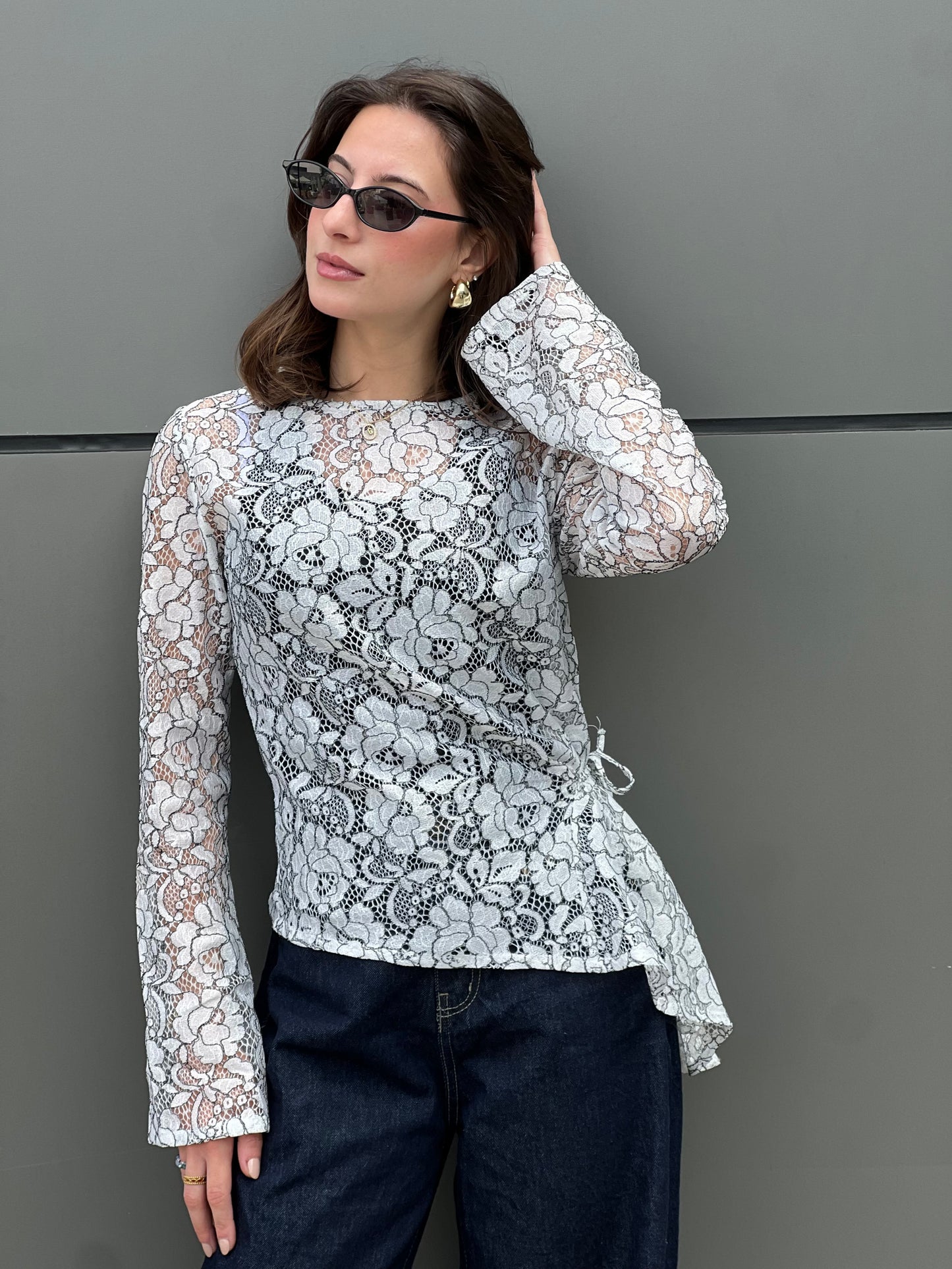 Lace Adjustable Top in White & Black