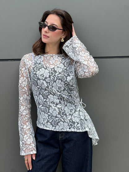 Lace Adjustable Top in White & Black