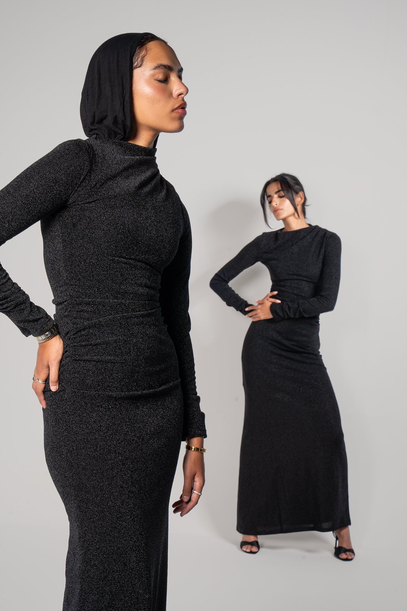 Bling Bling Drape Dress in Black