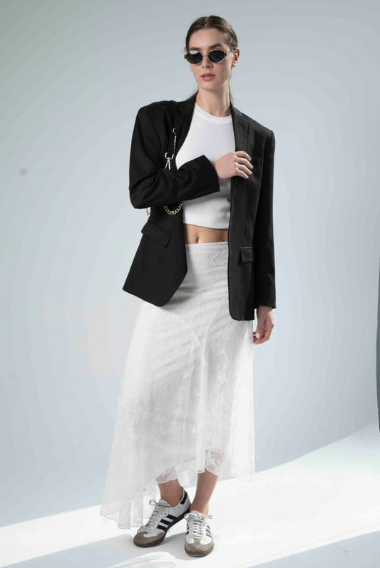 Boho Lace Skirt: Off White