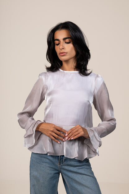 Ruffles Top in Nude