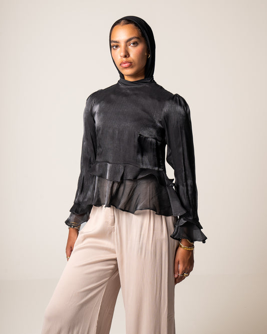 Ruffles Top in Black