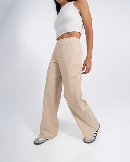 Beige OverLap Pants