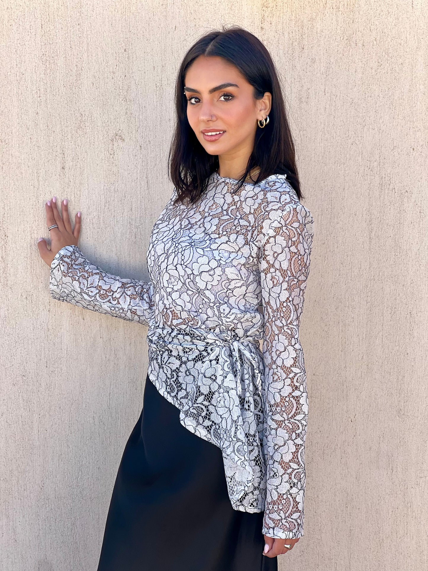 Lace Adjustable Top in White & Black