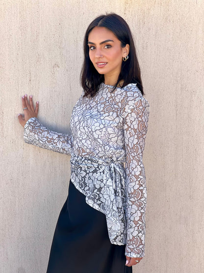 Lace Adjustable Top in White & Black
