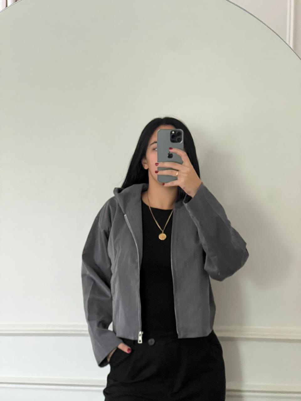 Woman in Grey // Wool Hooded Jacket