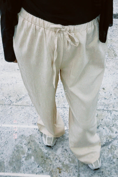 Flowered Pants in Beige