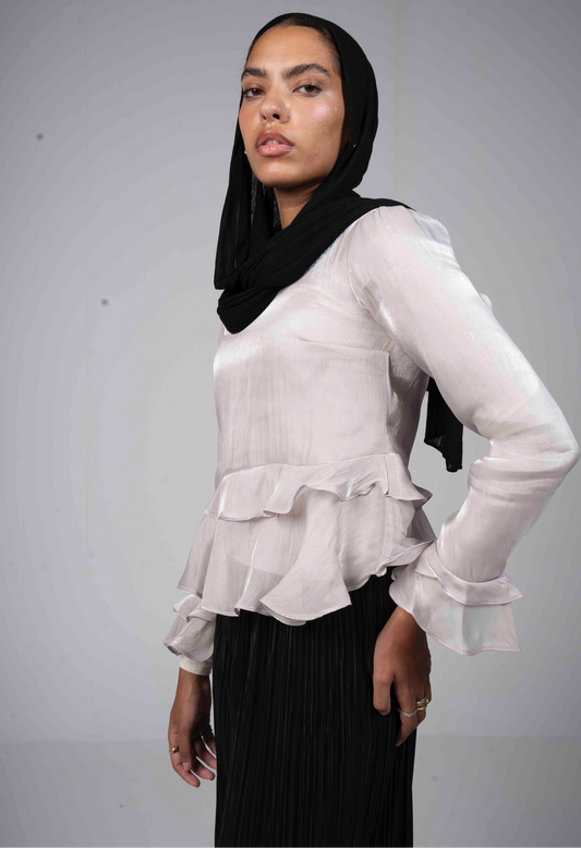 Ruffles Top in Nude