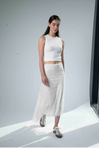 Boho Lace Skirt: Off White