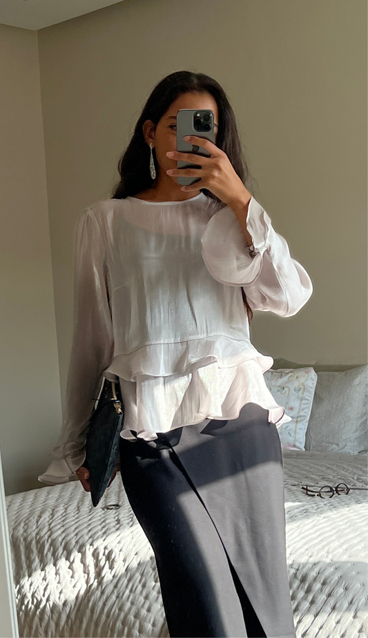 Ruffles Top in Nude