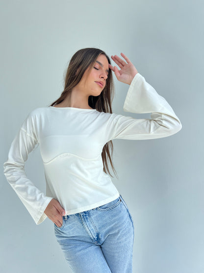 Lined Cotton T-Shirt: Off-White