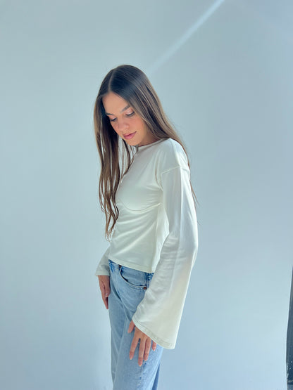 Lined Cotton T-Shirt: Off-White