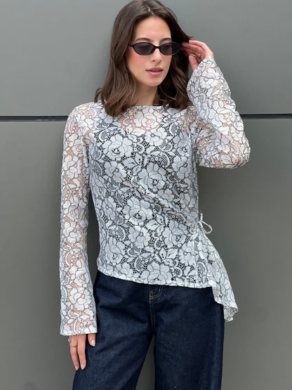 Lace Adjustable Top in White & Black