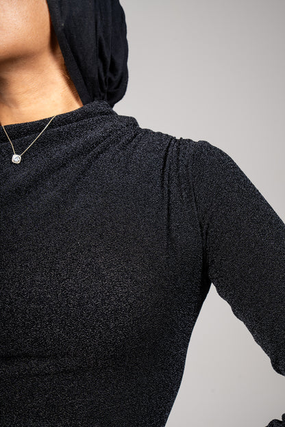 Bling Bling Drape Dress in Black