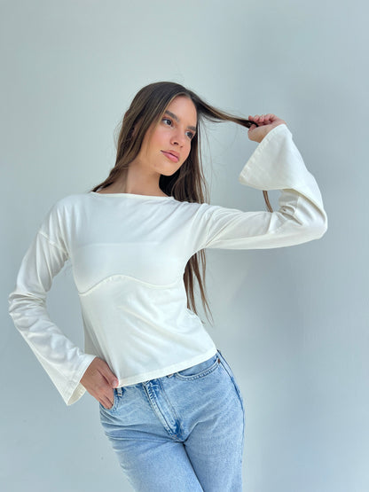 Lined Cotton T-Shirt: Off-White