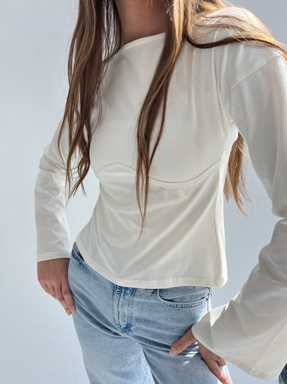 Lined Cotton T-Shirt: Off-White